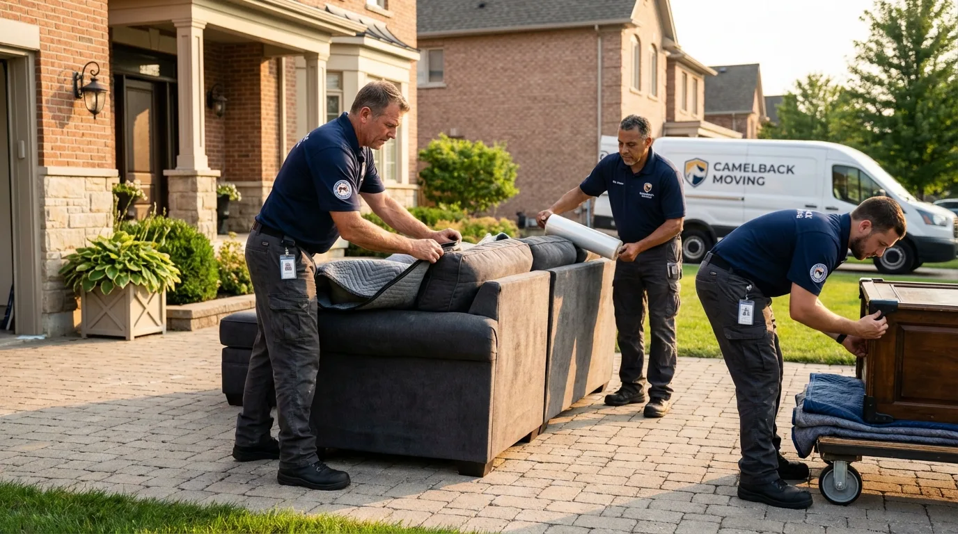 Large estate moving crew wrapping furniture in Mapleton, UT